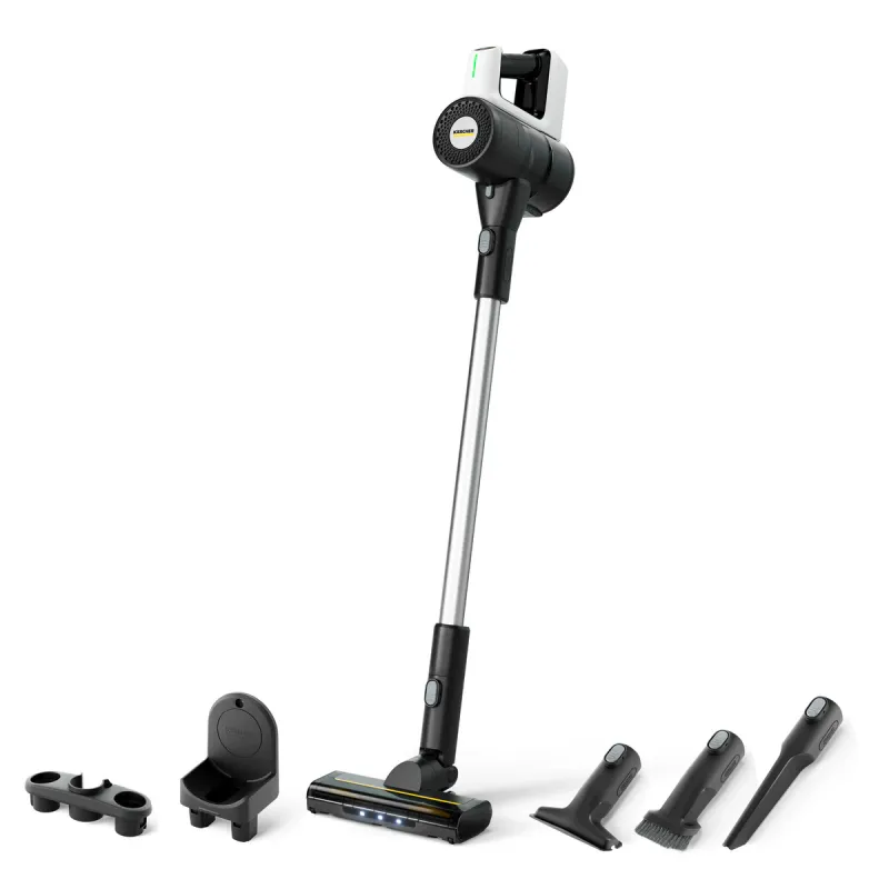 Aspirator vertical Karcher VCS 3 Nano Complete, compact 1,2 kg, putere mare de aspirare 300 W, baterie lithium 50 min autonomie, sistem multi-filtru HEPA, ideal apartamente mici si curatare rapida