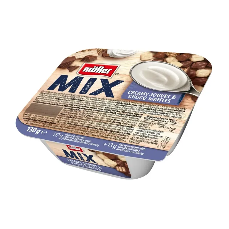 Iaurt cremos Muller Mix Choco Waffles, 130 g