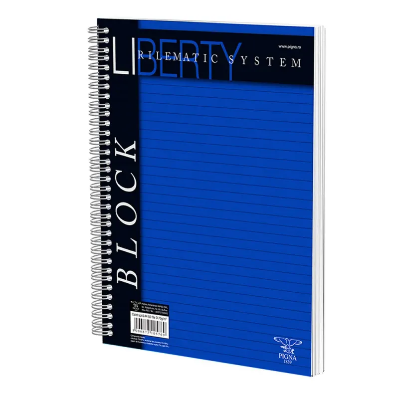 Caiet spiralat Pigna Liberty cu 80 de file A4, dictando