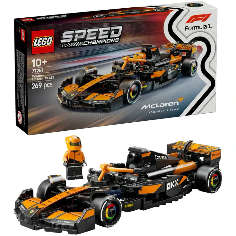 Set de constructie LEGO® Speed Champions - Masina de curse McLaren F1® Team MCL38 77251, 269 piese, Jucarii pentru Baieti si Fete, Masina de Jucarie pentru Copii, Cadou pentru Copii de 10+ ani Pasionati de Jocuri cu Masini