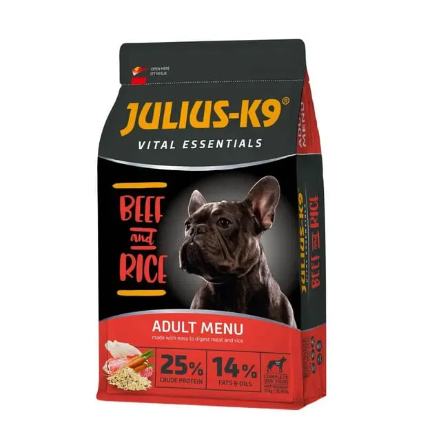 Hrana uscata pentru caini adulti Julius-K9 Vital Essentials, vita si orez, 12 kg