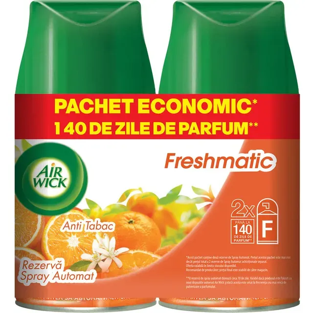 Rezerva odorizant camera Air Wick Freshmatic Antitabac, 2 x 250 ml