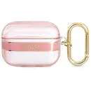 Husa de protectie Guess TPU Printed Stripe Case pentru Airpods Pro, Roz