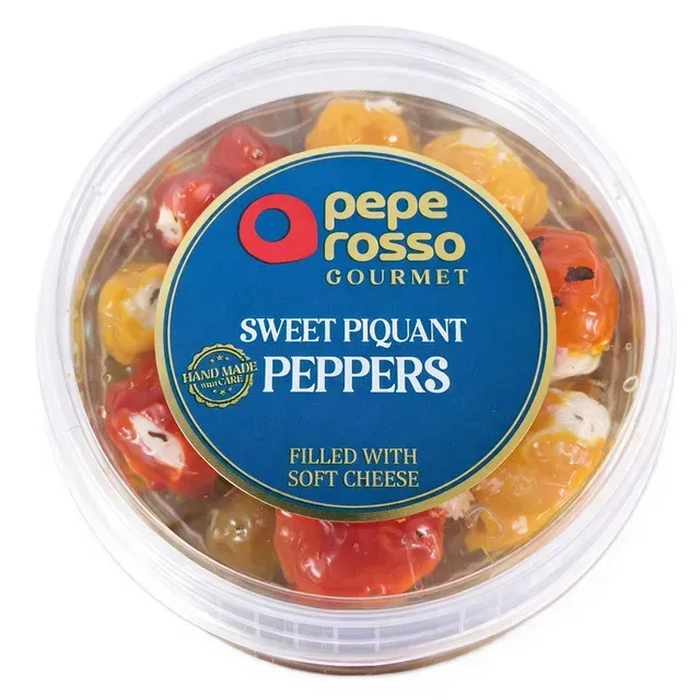 Mix ardei galbeni si rosii umpluti cu branza Pepe Rosso, 150 g