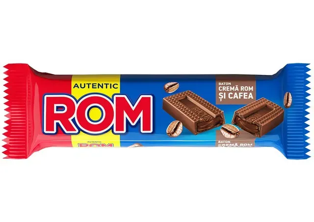 Baton de ciocolata cu crema cu aroma de rom si cafea Rom, 43.5 g