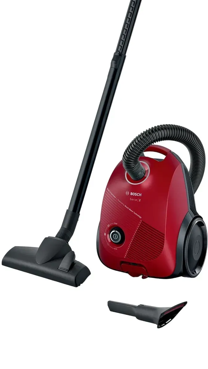 Aspirator cu sac Bosch BGBS2RD1 Seria 2, 3.5 l, 600W, 80 dB, rosu-negru