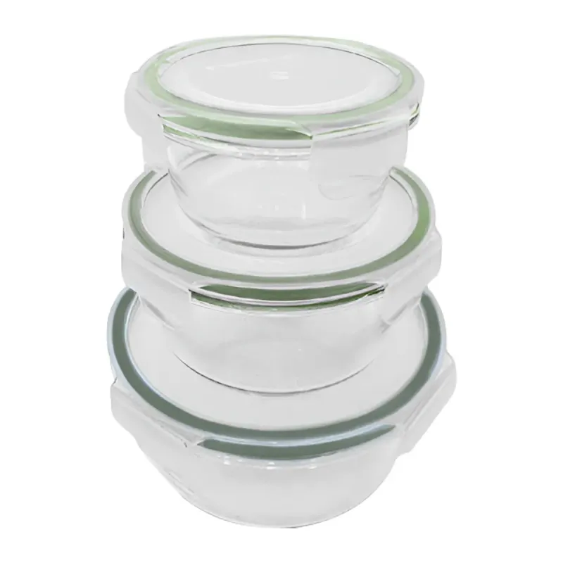 Set caserole cu capac Actuel, rotunde, 3 bucati, sticla