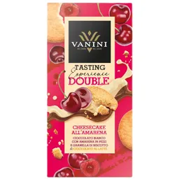 Ciocolata alba si cu lapte, cu bucati de visine si biscuiti 85g