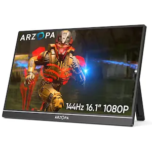 Monitor gaming portabil ARZOPA Z1FC, 144Hz, 16.1'' FHD 1080P, HDR, USB C/ HDMI, 72% NTSC, Afisaj IPS, Negru