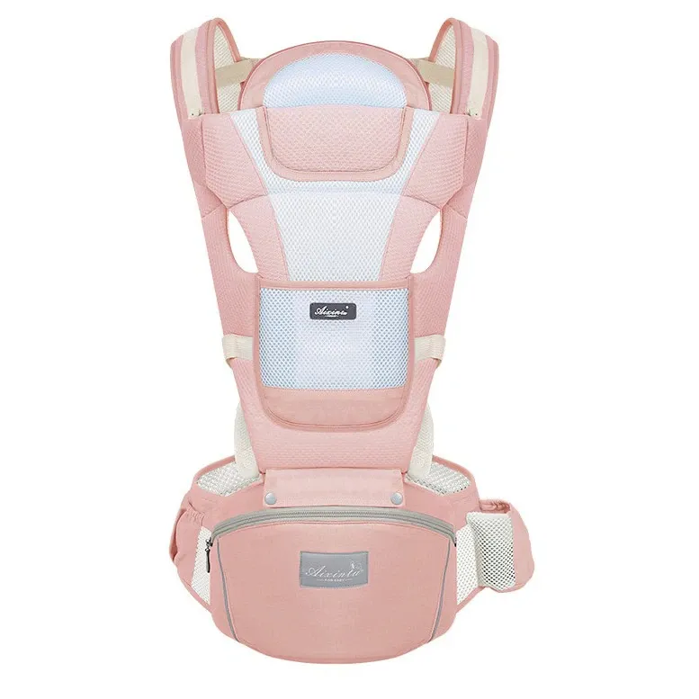 Marsupiu ergonomic multifunctional, 6 in 1, purtare copil in fata sau in spate, cu sezut, sistem de aerisire, multiple pozitii, roz