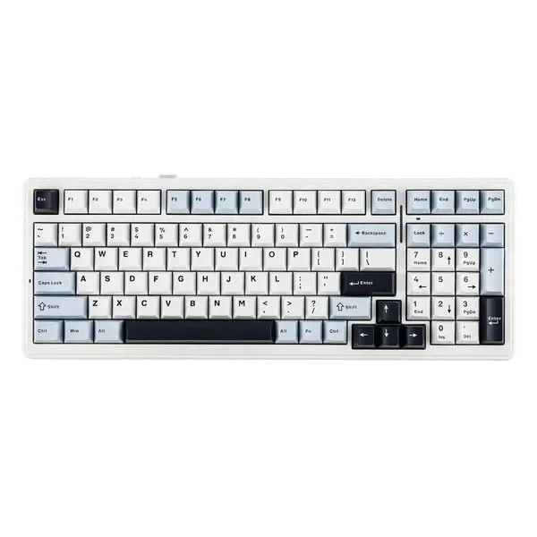 Tastatura Mecanica Gaming, Aula F99 White Blue, Hotswap RGB Gasket Bluetooth Wireless, Alb