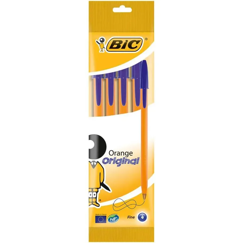 Pachet pixuri Bic Orange Fine albastru punga cu 4 bucati