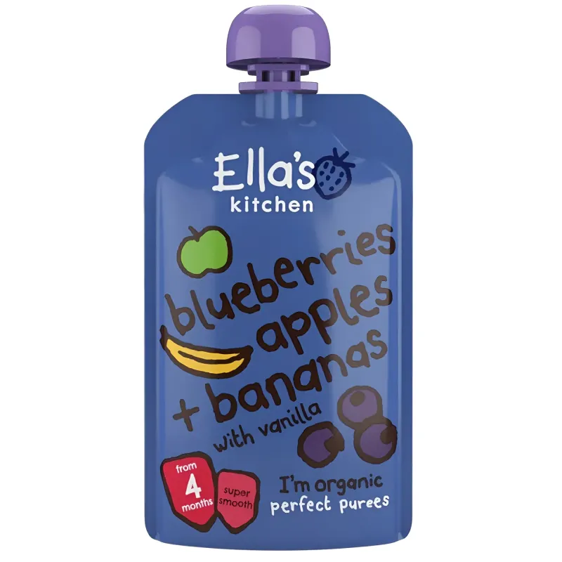 Piure cu afine si mere Ella's Kitchen, de la 4 luni, 120 g