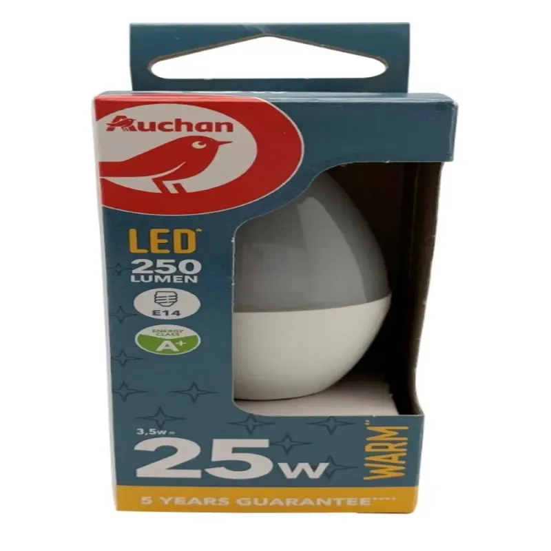 Bec LED AUCHAN  3,5W E14 EQ 25W C37, lumina calda