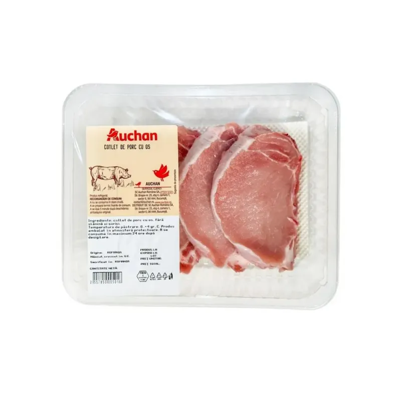 Cotlet de porc cu os feliat Auchan, +/- 1 kg