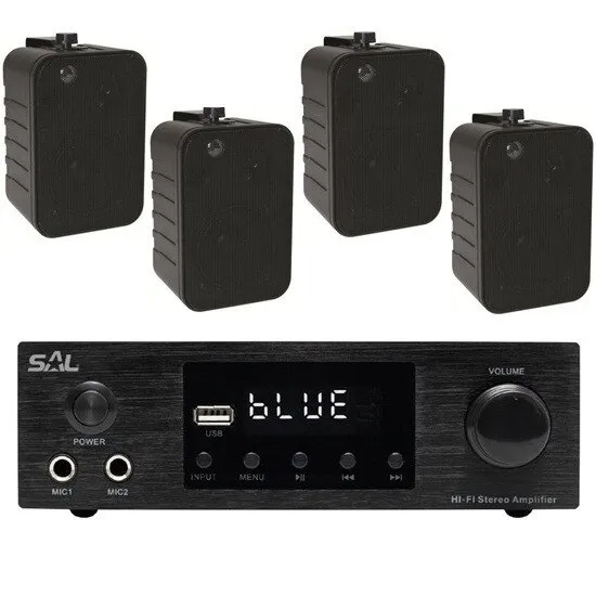 Sistem audio complet cu 4 boxe SAL BXB 10050, si un amplificator hi-fi cu bluetooth, USB, FM