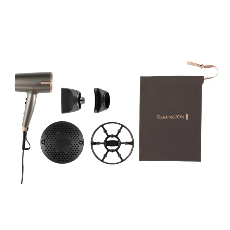 Uscator de par Remington D6077, 2000W, 8 viteze, 8 trepte temperatura, gri