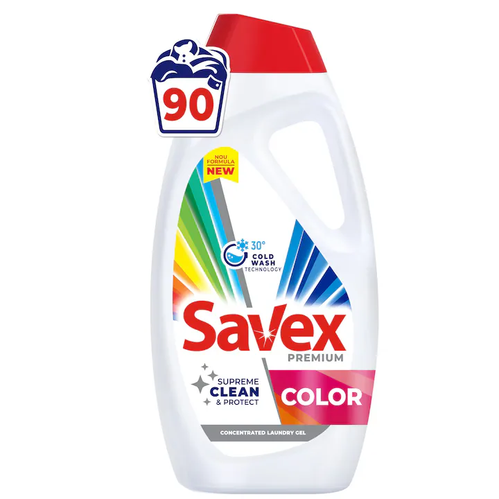 Detergent lichid pentru rufe Savex Premium Color, 80 spalari, 3.6 L