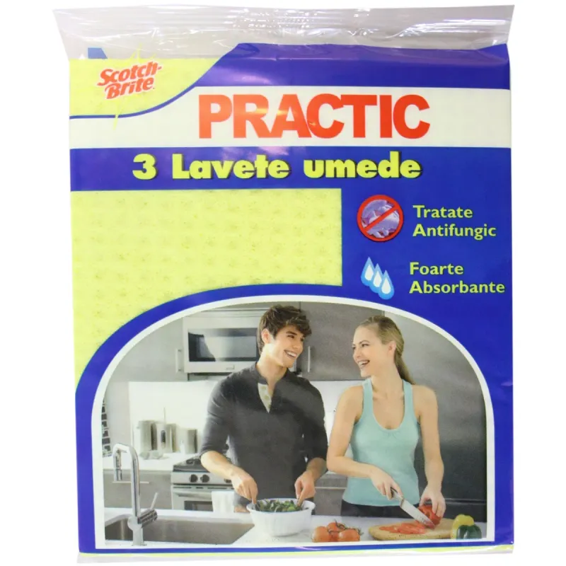 Lavete umede Scotch-Brite Practic, 3 bucati