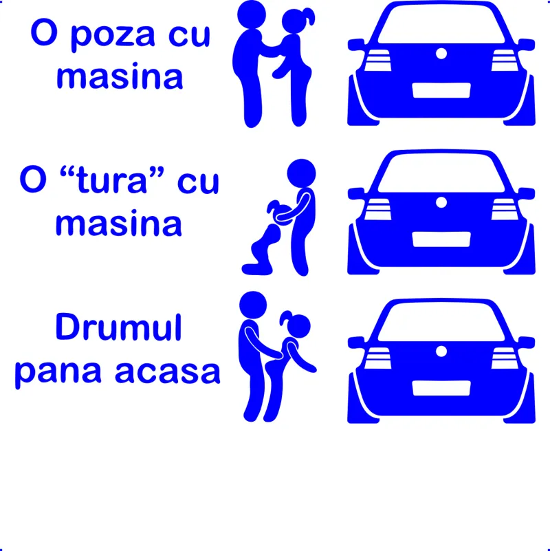 Sticker auto drumul tura poza golf, Cri Flo, Culoare Albastru, Marime 21 cm