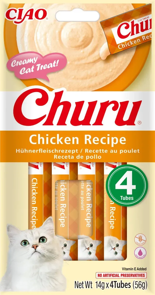 Recompense cremoase pentru pisici Inaba Churu, pui, 4 x 14 g