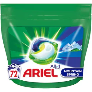 Detergent de rufe capsule Ariel All in One PODS Mountain Spring, 72 spalari