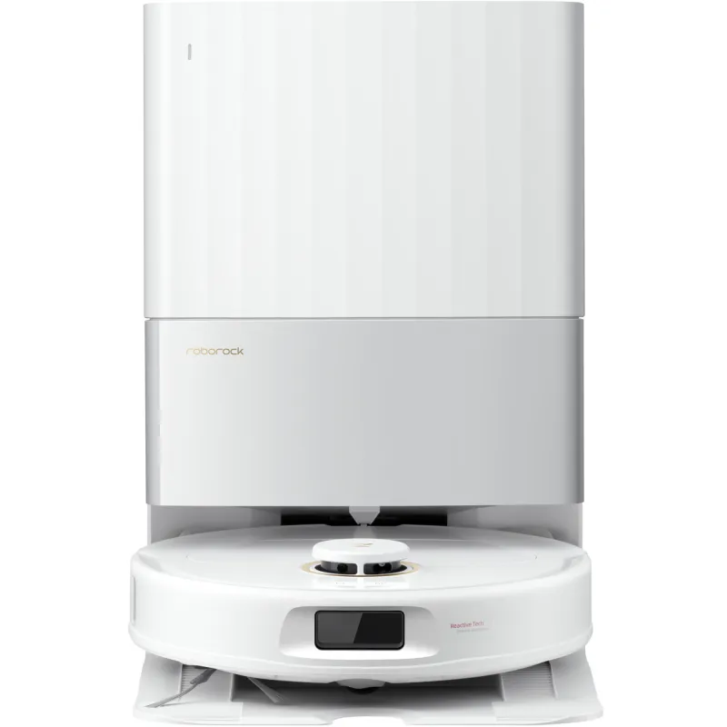 Robot de aspirare Roborock Qrevo 5AE W, aspirator si mop cu statie de golire automata, 12.000 Pa, baterie 5200 mAh, autonomie 180 min, navigatie LiDAR, recipient praf 470 ml, FlexiArm Edge Mopping, Sistem anti-incalcire, Fast Charging, alb
