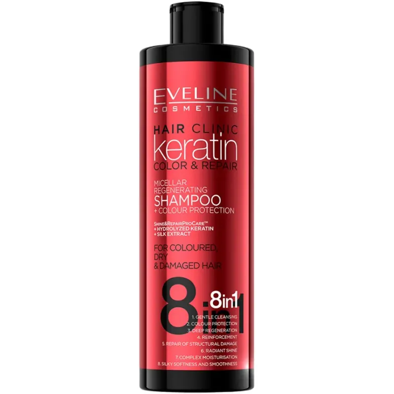 Sampon Eveline Hair Clinic Keratin Colour Protection 8 in 1, 400 ml