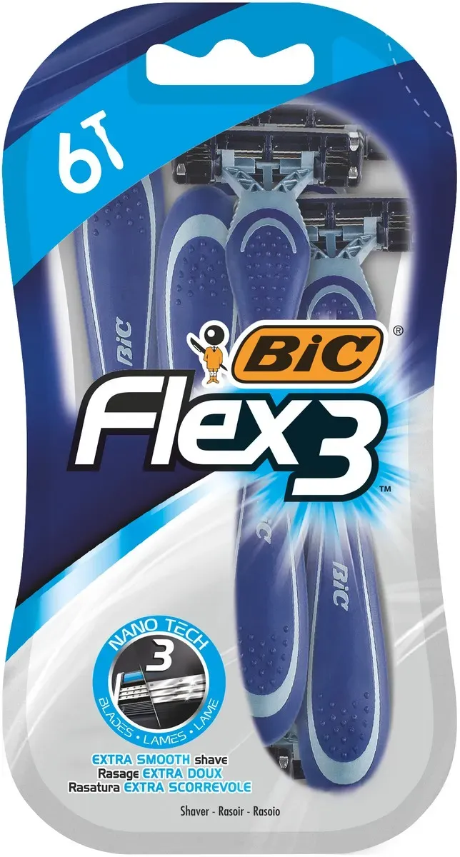 Aparat de ras dispozabil pentru barbati BIC Flex3 cu 3 lame, pachet 6 bucati