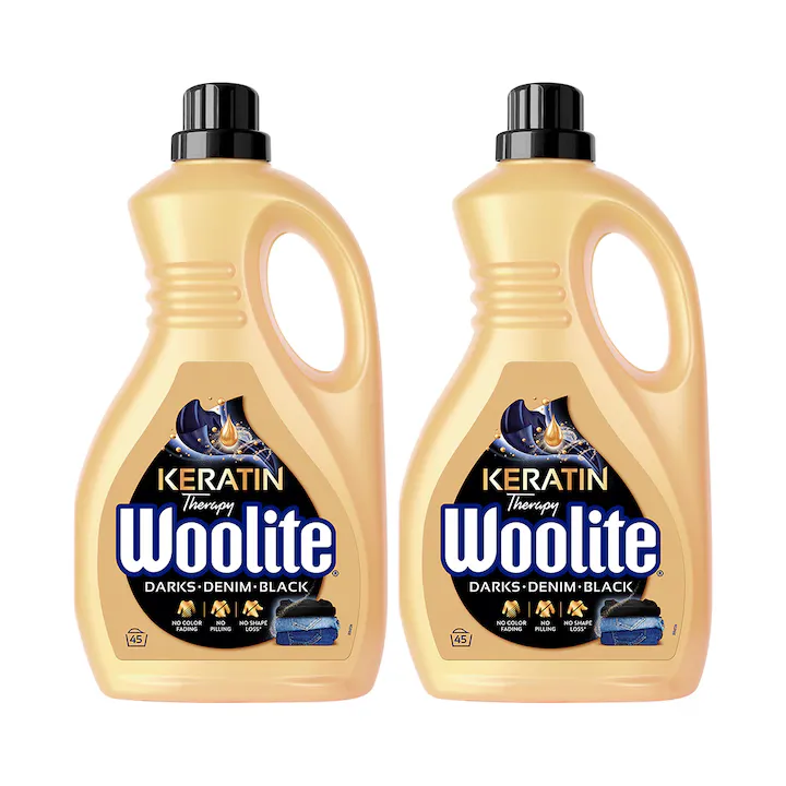 Pachet Detergent lichid pentru rufe Woolite Keratin Darks, 2x2.7L, 90 spalari