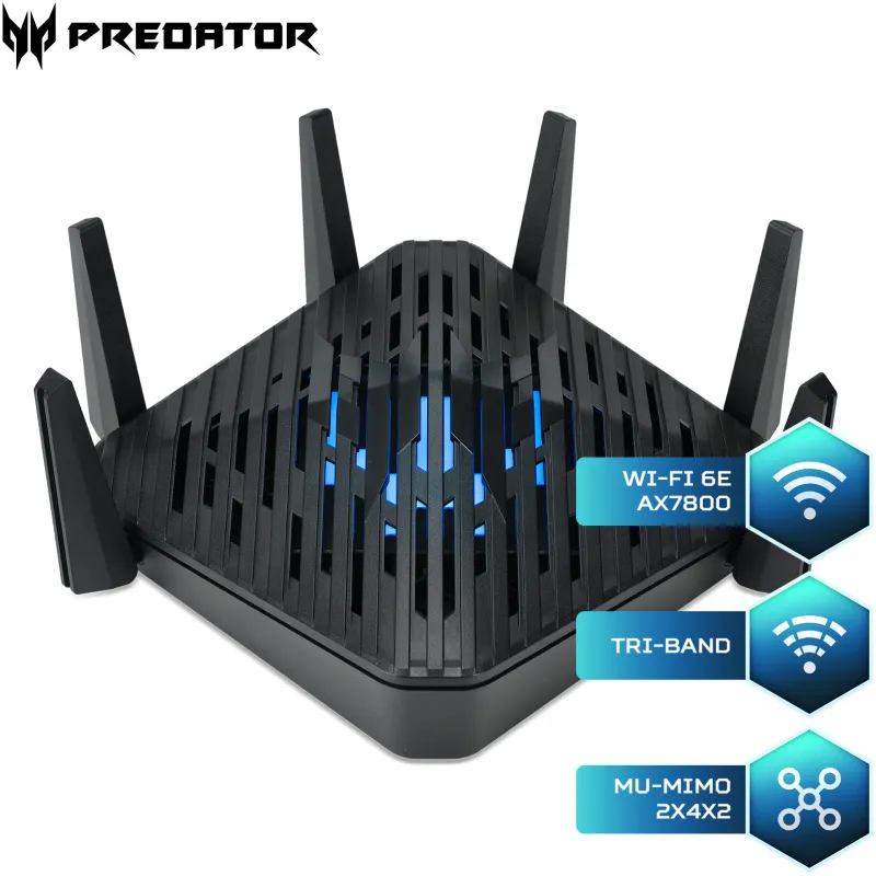 Router Gaming Wireless Acer PREDATOR CONNECT W6, AX7800, Tri-Band, Wi-Fi 6E