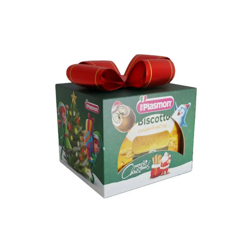 Pachet pentru cadou cu biscuiti pentru copii Plasmon Brad Craciun, 4 x 60 g