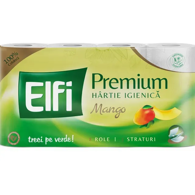 Hartie igienica Elfi Premium Mango, 8 role, 3 straturi