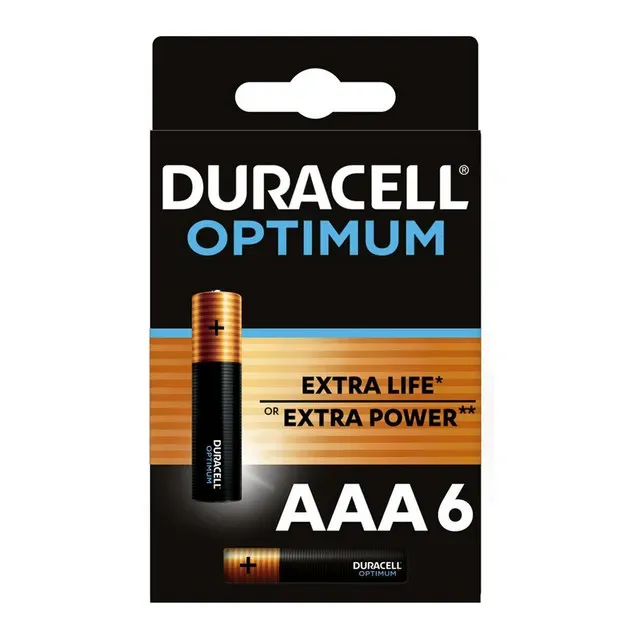 Baterii alcaline Duracell Optimum AAA/LR03, 1.5 V, 6 bucati