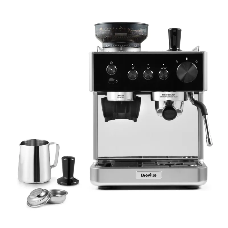 Espressor Barista Classic Breville VCF186X-01, portafiltru 58mm, 1550W, Thermoblock, 15 bari, sistem Auto Shot Control, recipient lapte 460ml, rezervor apa 1.8L, Argintiu