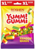 Jeleuri cu aroma de fructe Roshen Yummi Gummi Rainbow Wands, 165 g