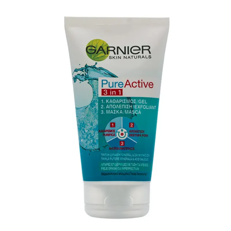Gel de curatare exfoliant Garnier Pure Action 3 in 1, 150 ml