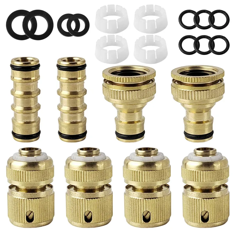 Set de Conectori Irigare Qipuneky, Adaptor Reducere, 1/2", Otel, Auriu