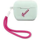 Guess Husa Silicon Vintage Airpods Pro Albastru / Fuchsia (cu breloc)
