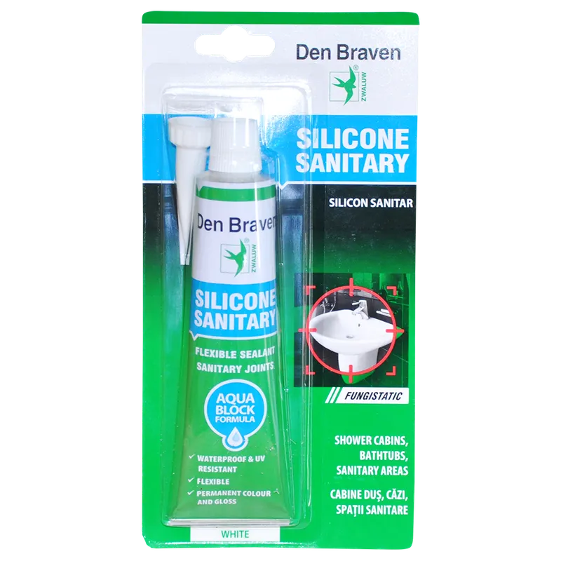 Silicon sanitar, alb, Den Braven, interior / exterior, 80 ml