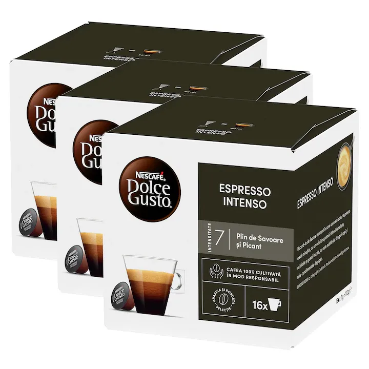 Set 3 x Cafea capsule, Nescafe Dolce Gusto, Espresso Intenso, 48 buc, 336 g