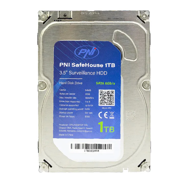 Hard Disk intern PNI SafeHouse 1TB, 3.5" HDD, CCTV, 64MB, SATA III, 7200 RPM pentru sisteme de supraveghere