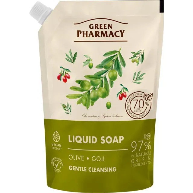 Rezerva sapun lichid Green Pharmacy Masline si fructe goji, 460 ml