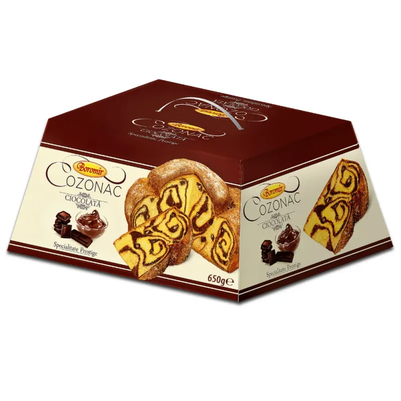 Cozonac Boromir Prestige cu ciocolata, cutie 650g