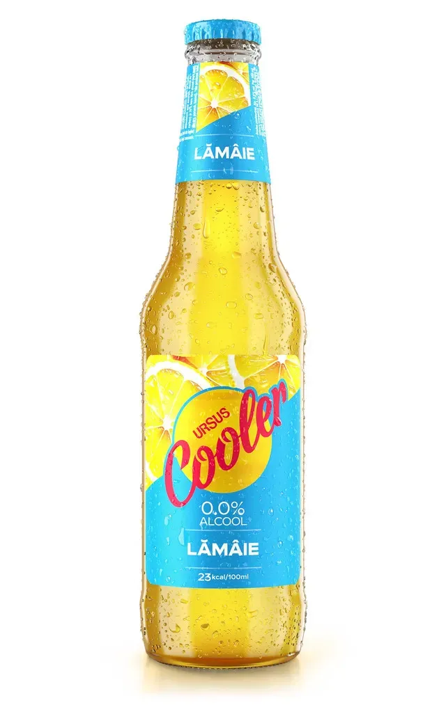 Bere blonda fara alcool cu aroma de lamaie Ursus Cooler, 0.33 l