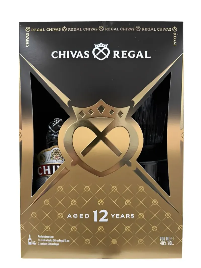Pachet whisky Chivas Regal, 0.7 l + 2 pahare