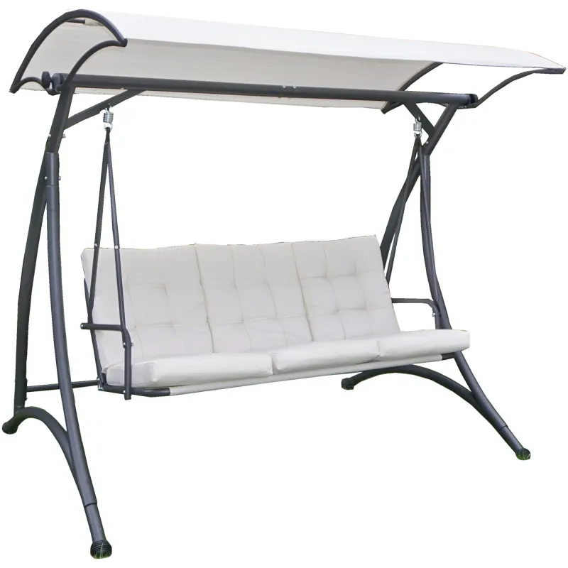 Leagan/balansoar pentru gradina/terasa, Kring Alfta, 3 locuri, 193x132x178 cm, crem