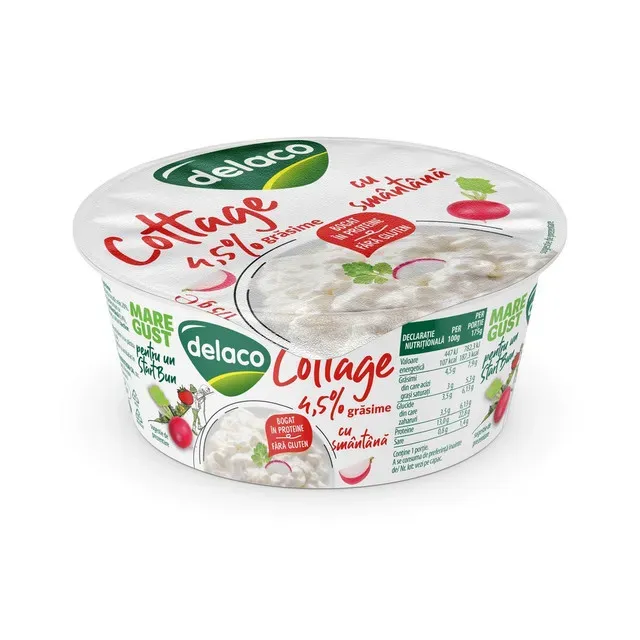 Branza cottage cu smantana Delaco, 4.5% grasime,  175 g