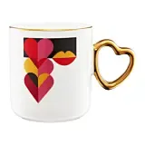 Cana Ambition Amore Heart&Kiss, portelan, 410 ml, Alb cu decor
