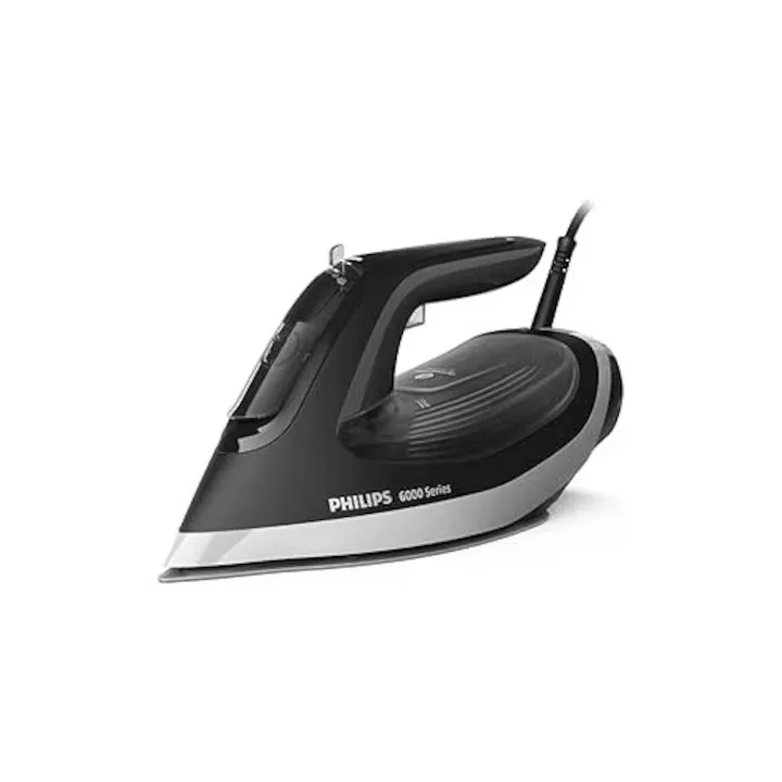Fier de calcat Philips Seria 6000 DST6120/80, 2600 W, jet abur 190 g, abur continuu 45 g/min, OptimalTEMP, talpa SteamGlide Plus, Negru/Gri